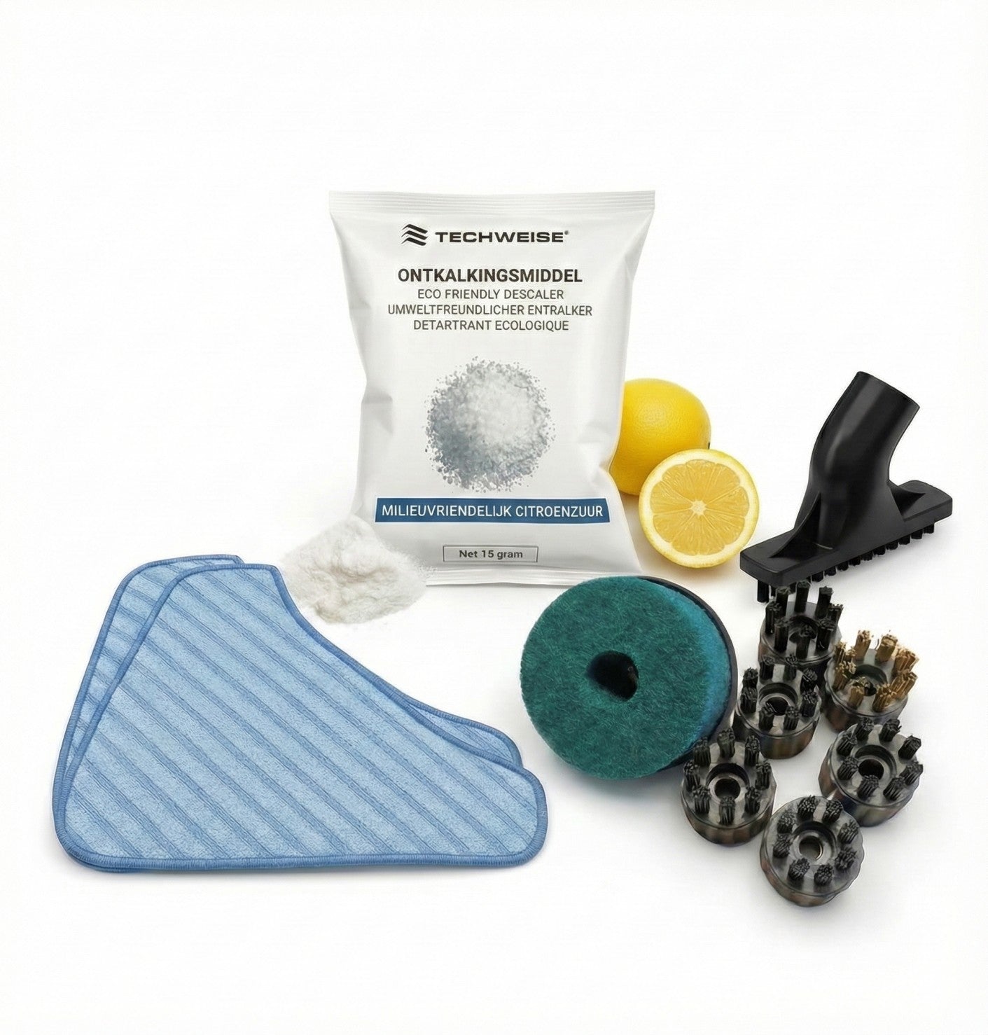 Paquete de accesorios TS2: cepillos adicionales, desincrustante & paños de fregado